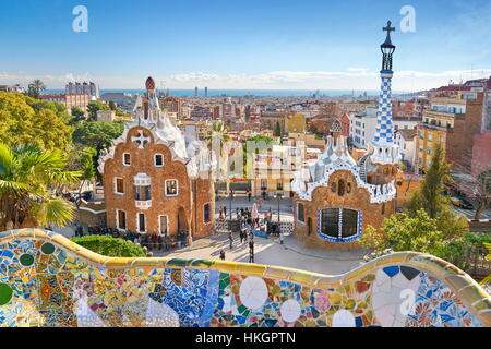 Park Güell von Antoni Gaudi, Barcelona, Spanien Stockfoto