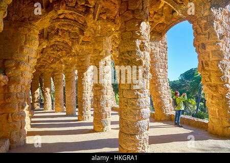 Park Güell von Antoni Gaudi, Barcelona, Spanien Stockfoto