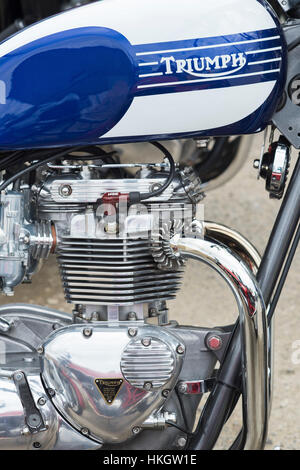 Triumph Bonneville Motorrad Motor und Benzintank Stockfoto