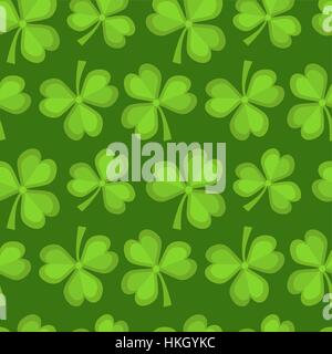 Klee Musterdesign. St. Patricks Day endlos wiederholt Kulisse, Textur, Wallpaper. Symbol für Glück. Vektor-illustration Stock Vektor