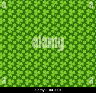 Klee Musterdesign. St. Patricks Day endlos wiederholt Kulisse, Textur, Wallpaper. Symbol für Glück. Vektor-illustration Stock Vektor