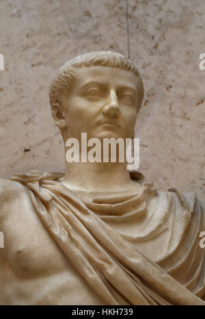 Tiberius (42 v. Chr. - 16 n. Chr.). Römischer Kaiser. Julio-Claudia-Dynastie. Die Statue. Spanien. Stockfoto