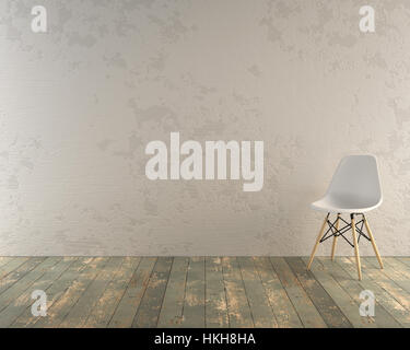 Moderner Stuhl in industriellen Loft-Zimmer mit weißen Wand Stockfoto