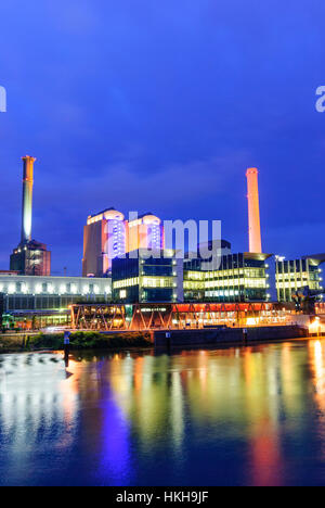 Frankfurt Am Main: West-Heizwerk der Mainova AG bin Westhafen, Hessen, Main, Hessen, Deutschland Stockfoto