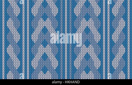 Vektor-nahtlose Strickmuster, blaue Winterdekoration Stock Vektor