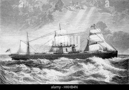 1879: die Cunard SS "Scythia" Dampfschiff überquert den Atlantik unterwegs für New York, USA. Stockfoto