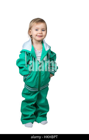 Kleines Kind in einem großen Sport-Anzug Stockfoto