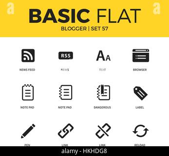 Basis-Set von Blogger-icons Stock Vektor
