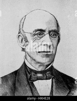 Gravierte Portrait von Garrison, ein prominenter US-amerikanischer Abolitionist, Journalist, Suffragette und Sozialreformer, am besten bekannt als Herausgeber der Abolitionist Zeitung The Liberator, die er 1831 gegründet und veröffentlicht in Massachusetts bis durch Verfassungsänderung nach dem amerikanischen Bürgerkrieg die Sklaverei abgeschafft wurde, war eines der Gründungsmitglieder der American Anti-Slavery Society, 1902. Von der New York Public Library. Stockfoto