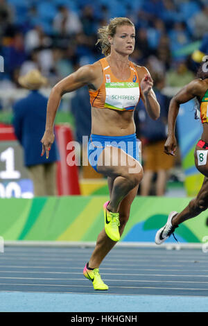 Rio De Janeiro, Brasilien. 12. August 2016.  Leichtathletik, Dafne Schippers (NED) im Wettbewerb mit den Frauen 100m Vorläufe bei den Olympischen Sommerspielen 2016. © Paul Stockfoto