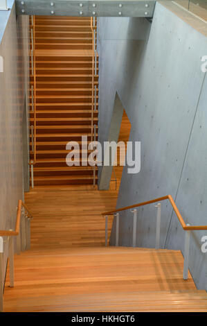 Das zentrale Treppenhaus im Kimball Kunstmuseum Renzo Piano Pavillon. Stockfoto