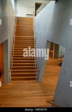 Das zentrale Treppenhaus im Kimball Kunstmuseum Renzo Piano Pavillon. Stockfoto