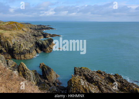 Klippen entlang Solway Küste in der Nähe von Isle of Fund, Wigtonshire, Dumfries & Galloway, Schottland Stockfoto