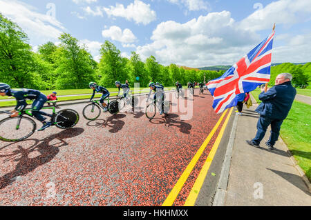 Belfast, Nordirland. 9. Mai 2014 - Giro d ' Italia Übungsbeispiel: Movistar (Spanien) Stockfoto