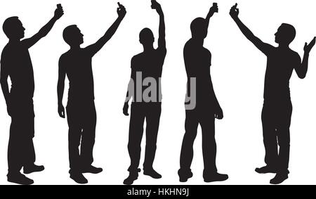 Gruppe von Personen, die Selfies isoliert Stock Vektor