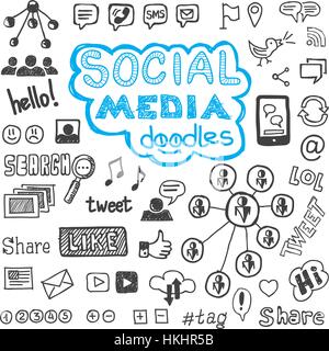 Social Media Doodles handgezeichnete Design-Elemente Stock Vektor