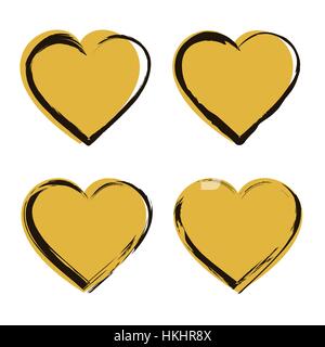 Goldenes Herz-Icon-Set Stock Vektor