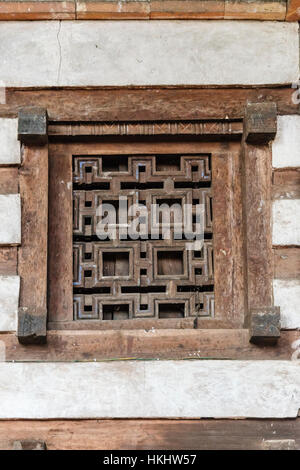 Architekturdetails, Yemrehanna Kristos Kirche, gebaut in einer natürlichen Höhle, Lalibela, Äthiopien Stockfoto