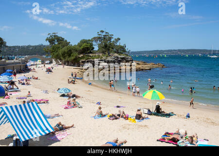 Balmoral Sicht auf Strand und Sohn Middle Harbour in Mosman, Sydney, New South Wales, Australien Stockfoto