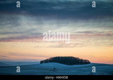 Sonnenuntergang über der Cesky Kras, Böhmen, Tschechische Republik, Europa Stockfoto