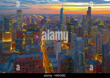 HDR-Bild von Chicago Skyline Blick nach Süden vom John Hancock Building Stockfoto