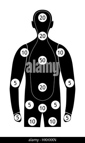 menschliche Silhouette Gewehrschießen Papier richtet sich an Vektor Stock Vektor