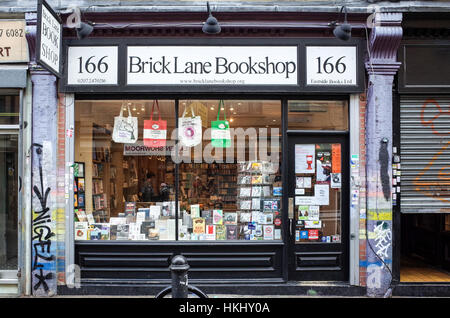 Brick Lane Buchhandlung in Brick Lane Ost-London Stockfoto