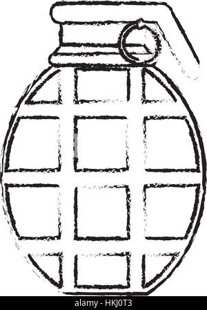 Granate der Grünfärbung Silhouette Militärausrüstung Symbolbild Stock Vektor