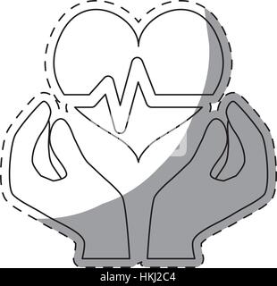 Weißes Herz Kardiologie mit Händen Bildsymbol, Vektor-illustration Stock Vektor