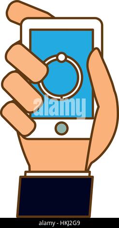 Farbe Smartphone in der Hand Laden Icon-Design, Vektor-illustration Stock Vektor