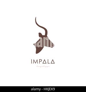 Künstlerische stilisierte Impala Schriftzug. Antilope Silhouette wilde Tiere. Kreative Kunst-Logo-Design. Vektor-Illustration. Stock Vektor