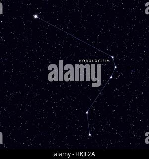 Sky-Map mit dem Namen der Sterne und Sternbilder. Stock Vektor