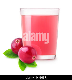 Isolierte Cranberry Wasser. Vitamin Cranberry Glas trinken isolierten auf weißen Hintergrund mit Beschneidungspfad Stockfoto