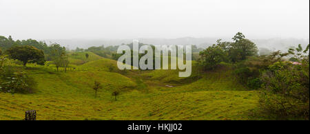 Malerische Aussicht auf die sanften Hügel, Chilamate, Costa Rica Stockfoto
