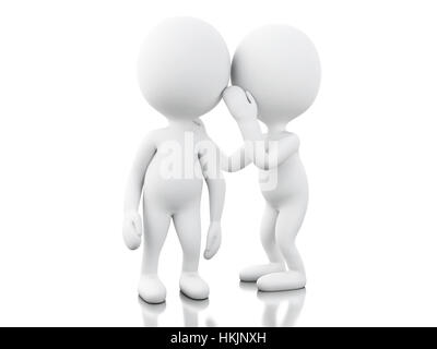 3D Renderer Bild. Weiße Leute Flüstern zu einem anderen. Isolierten weißen Hintergrund. Stockfoto