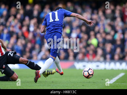 Chelsea's Pedro erzielt ihr zweites Tor beim Emirates FA Cup, dem vierten Runden-Spiel in Stamford Bridge, London. Stockfoto