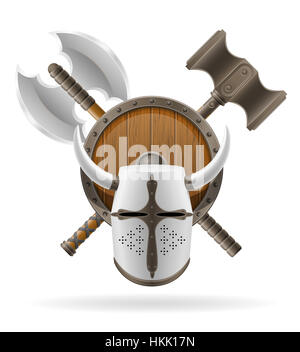 antiken Schlacht Waffen stellen Icons stock Illustration isoliert auf weißem Hintergrund Stockfoto