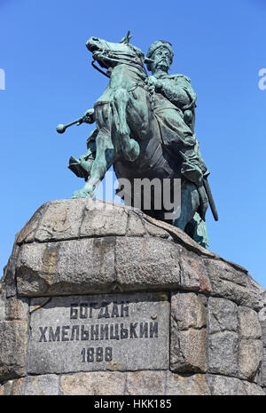 Denkmal der ukrainischen Held Bogdan Khmelnitsky in Kiew Platz, Ukraine Stockfoto