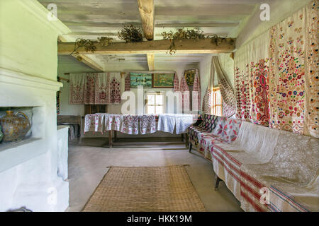 Traditionelle historische Architektur der ukrainischen Häuser Stockfoto