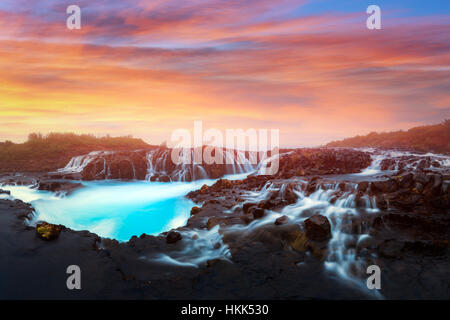 Bruarfoss Wasserfall in der Sommerzeit. Island, Europa Stockfoto