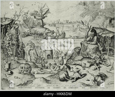 Dieses Werk „nach Jheronimus Bosch 001“ ist eine Reproduktion oder Hommage an den berühmten Künstler Jheronimus Bosch, bekannt für seine surrealen und komplexen Darstellungen religiöser und fantastischer Themen. Das Stück spiegelt den unverwechselbaren Stil und die thematische Komplexität von Bosch wider. Stockfoto