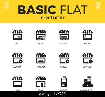 Basis-Set Shop Symbole Stock Vektor