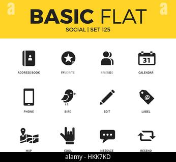 Basis-Set von Icons Social Stock Vektor