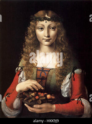 Ambrogio de Predis - Mädchen mit Kirschen - WGA18376 Stockfoto