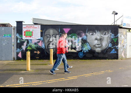 Lincoln City Fußballfans. Stockfoto