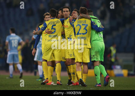 Rom, Italien. 28. Januar 2017. Fußball-Serie Lazio vs. Chievo im Stadio Plimpico in Rom. Chievo gewinnt das Spiel und nach dem Rennen zu feiern. Bildnachweis: Marco Iacobucci/Alamy Live-Nachrichten Stockfoto