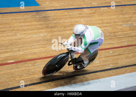 Manchester, UK. 28. Januar 2017. Thomas Rotherham konkurriert in der Mens 1000 m-Zeitfahren in 2017 HSBC UK National Track Championships Tag zwei im nationalen Cycling Centre, Manchester.      Bildnachweis: Dan Cooke/Alamy Live-Nachrichten Stockfoto