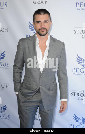 Hallandale, USA. 28. Januar 2017. Juanes besucht The Inaugural $ 12 Millionen Pegasus World Cup Invitational, der weltweit reichsten Thoroughbred Pferderennen in Gulfstream Park in Hallandale, Florida. Bildnachweis: Mpi04/Medien Punch/Alamy Live-Nachrichten Stockfoto