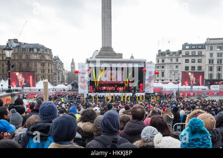 London, UK. 29. Januar 2017. Chinese New Year Parade/feiern in London, markiert den Beginn des Jahres des Hahnes. Bildnachweis: Ilyas Ayub/Alamy Live News Stockfoto