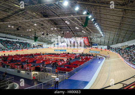 Manchester, England. 28. Januar 2017. Die HSBC UK National Cycling Centre beherbergt die national indoor Chapionships. Bildnachweis: Iain Barker/Alamy Live-Nachrichten. Stockfoto